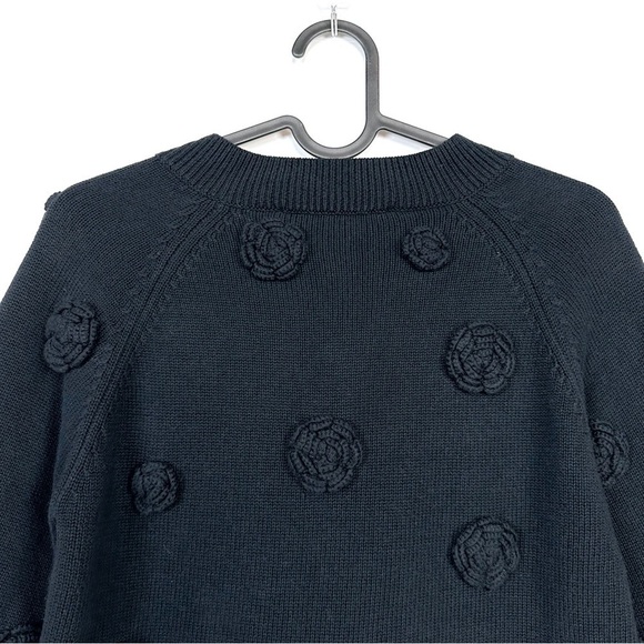 Moschino Floral Knit Cardigan Cotton Black Short Jacket 3/4 Sleeve size 4 US - Picture 10 of 12